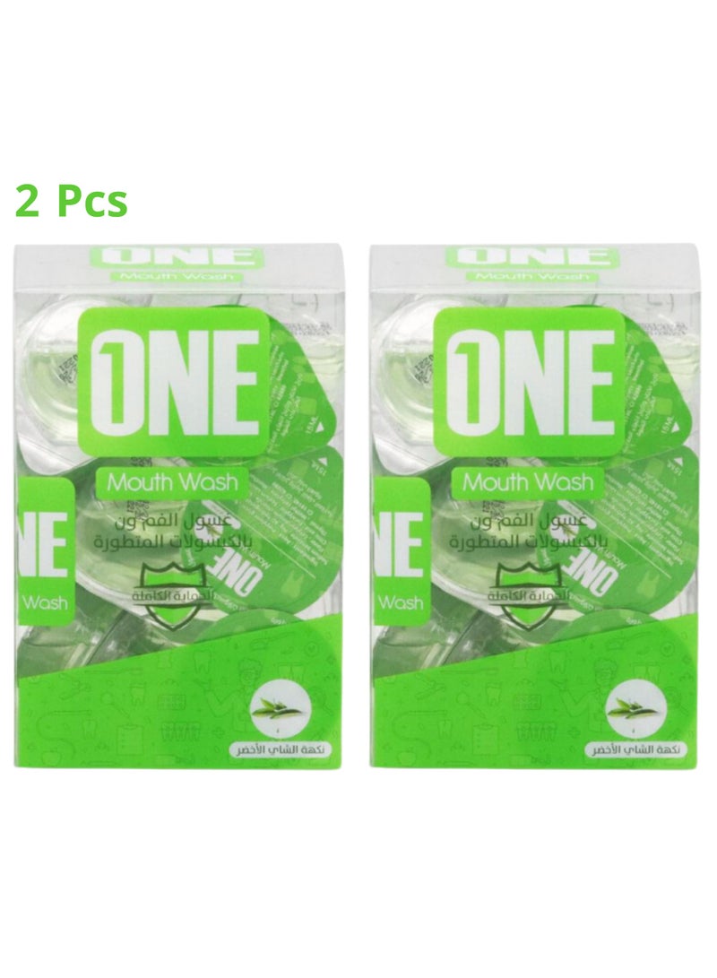 وان غسول الفم بالكبسولات المتطورة بنكهة الشاي الاخضر من ون 2 قطعة*20 كبسولة 15 مل
