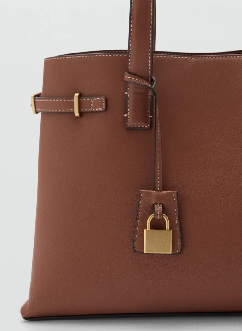 MANGO Padlock Shopper Bag
