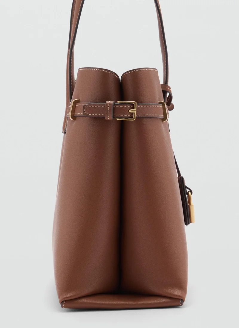 MANGO Padlock Shopper Bag