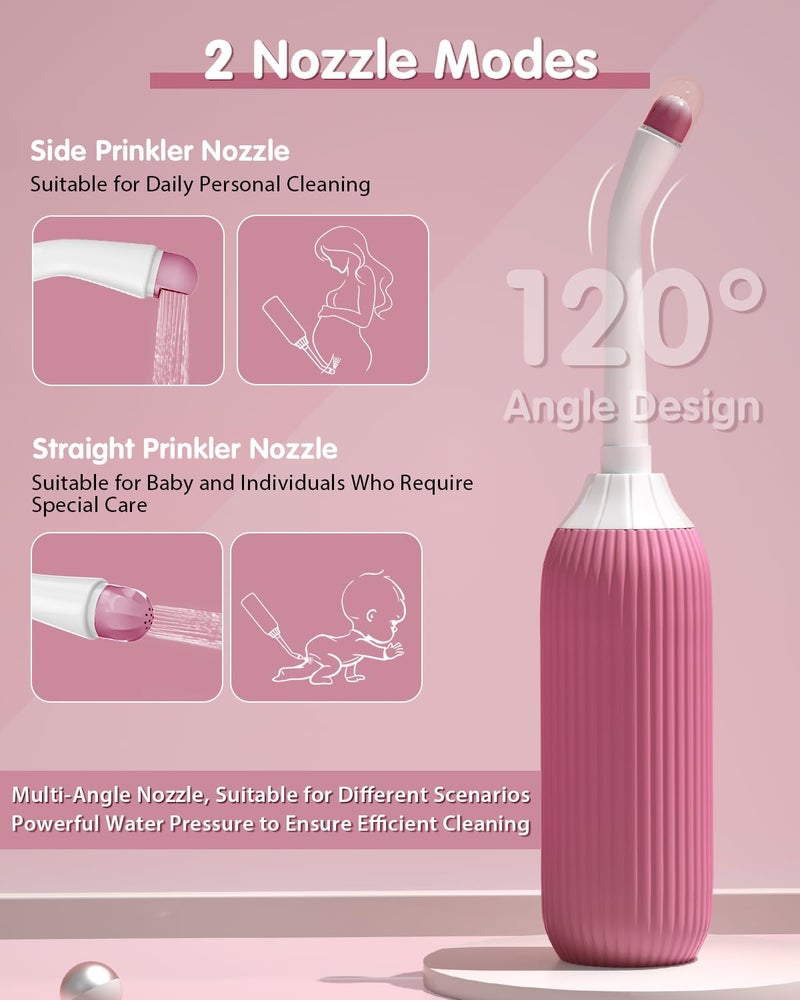 ELECTOMANIA® 500ML Bidet Portable, Bidet Spray for Travel with Angled Nozzle Spray, Retractable Handheld Bidet Spray Portable of Antislip with Travel Bag (Pink) - Image 4