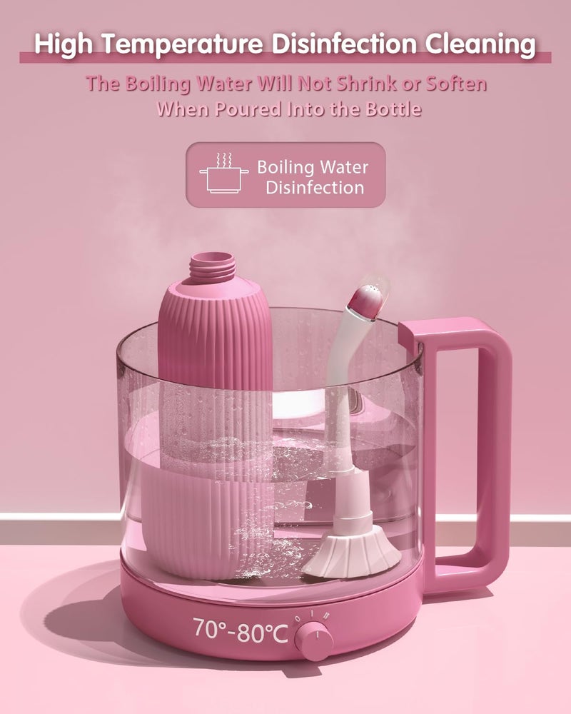 ELECTOMANIA® 500ML Bidet Portable, Bidet Spray for Travel with Angled Nozzle Spray, Retractable Handheld Bidet Spray Portable of Antislip with Travel Bag (Pink) - Image 5