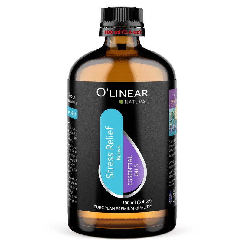 O'linear O’Linear Stress Relief Essential Oil Blends - Calming Essential Oil for Diffuser - Aromatherapy Relaxing Blend Oil - Essential Oils for Air Purifier 3.4 oz (100ml) - Image 1