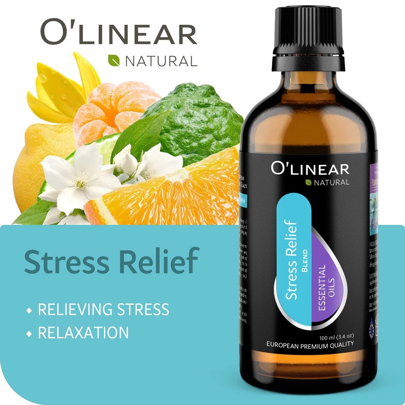 O'linear O’Linear Stress Relief Essential Oil Blends - Calming Essential Oil for Diffuser - Aromatherapy Relaxing Blend Oil - Essential Oils for Air Purifier 3.4 oz (100ml) - Image 4