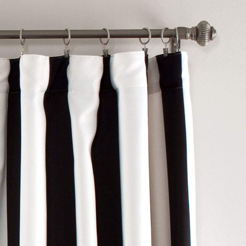 Lush Decor Wilbur Light Filtering Striped Window Curtains Set, 84 in L Panel Pair, Black, C32978P15-000 - Image 3
