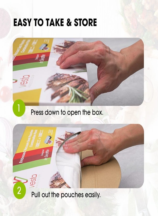V Vesta Precision Vacuum Sealer Bags (100 Pint 6”x10” and 100 Quart 8”x12”) Keeper - Premium Seal Bags for Food Saver, Ideal for Meal Prep, Sous Vide, and Storage, Precut, Vesta Precision - Image 5