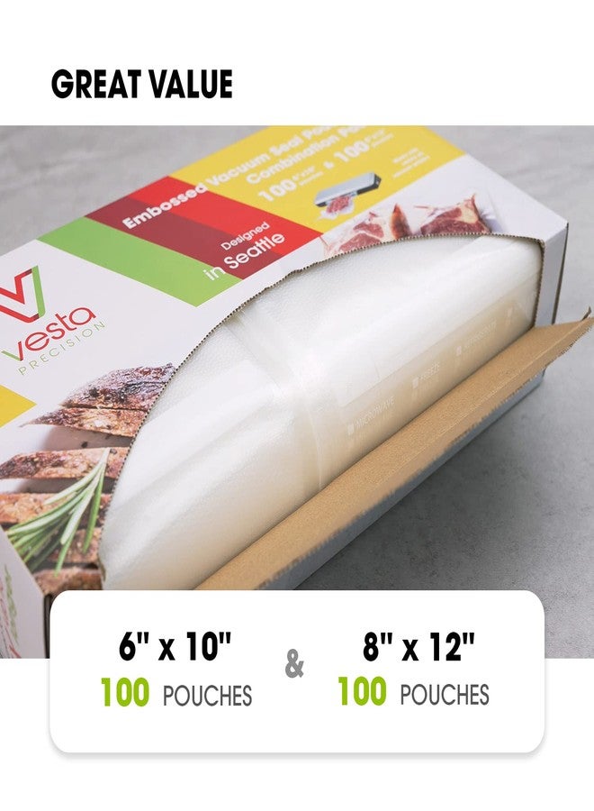 V Vesta Precision Vacuum Sealer Bags (100 Pint 6”x10” and 100 Quart 8”x12”) Keeper - Premium Seal Bags for Food Saver, Ideal for Meal Prep, Sous Vide, and Storage, Precut, Vesta Precision - Image 4