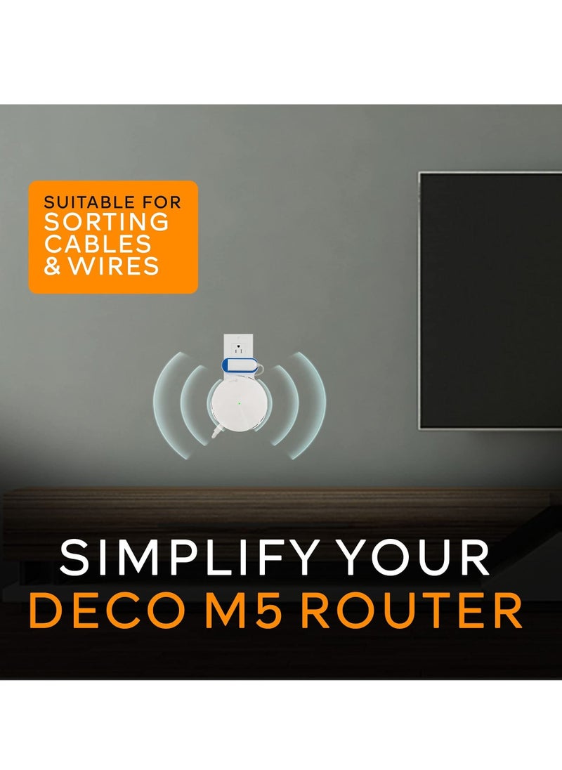Excefore - Wall Mount Bracket for WiFi Router, Easy-to-Install Deco Holder Cable and Power Line Storage Boxes for Tp Link Deco M5, Without Messy Wires or Screws, White - Image 1