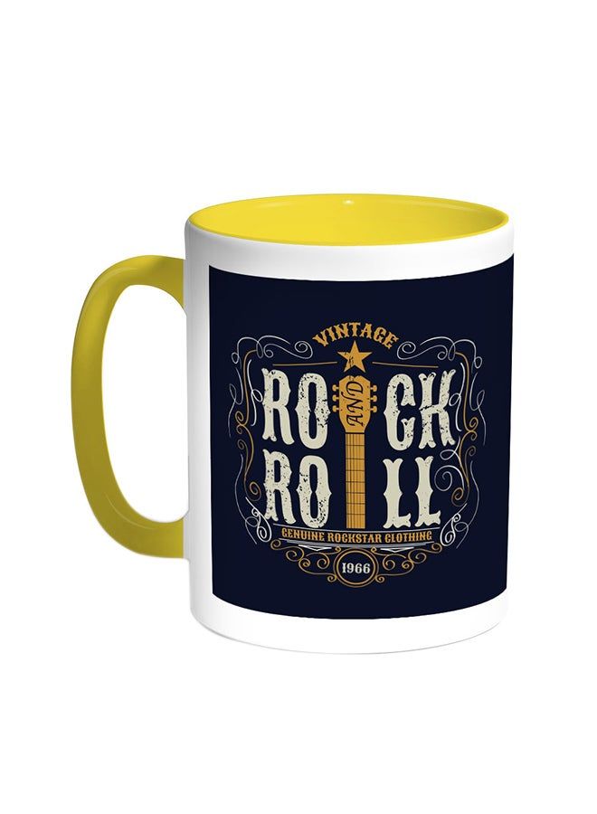 RKN Rock And Roll Printed Coffee Mug Yellow/White 11ounce - Image 2