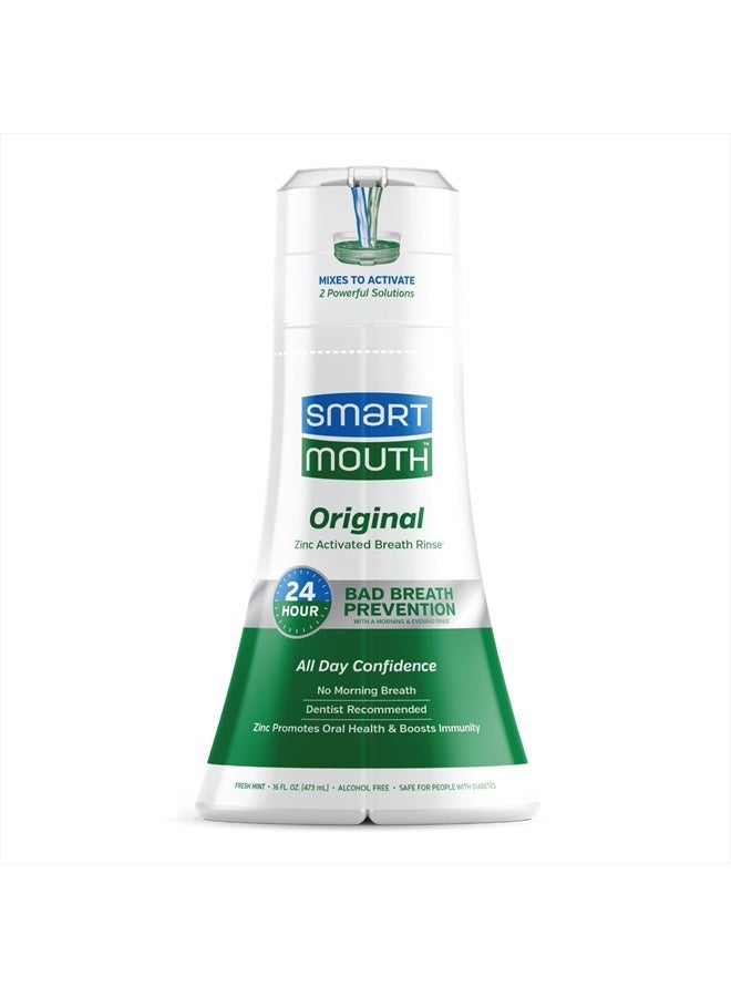 SmartMouth Original Activated Mouthwash - Oral Rinse for 24-Hour Bad Breath Relief with Twice Daily Use - Fresh Mint Flavor, 16 fl oz Pack1 - Image 1