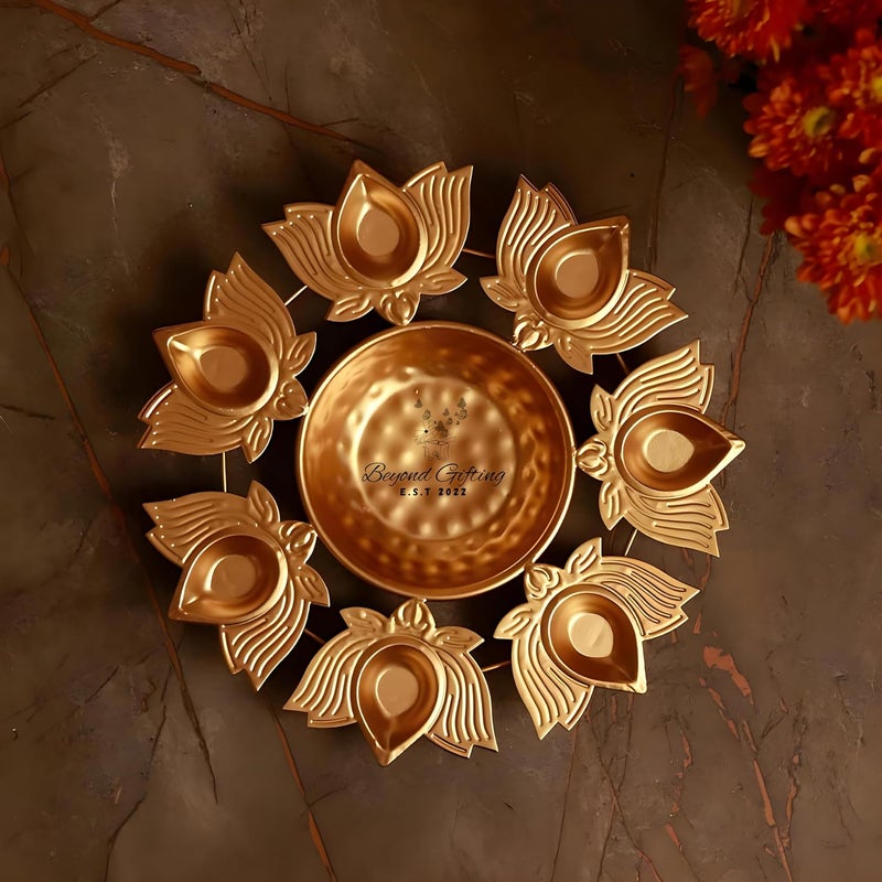 Beyond Gifting Lotus Shape Diya Flower Urli Handcrafted Bowl for Floating Flowers & Tea Light Candles Home Living Room Office & Table Decor Diwali Decoration - Image 5
