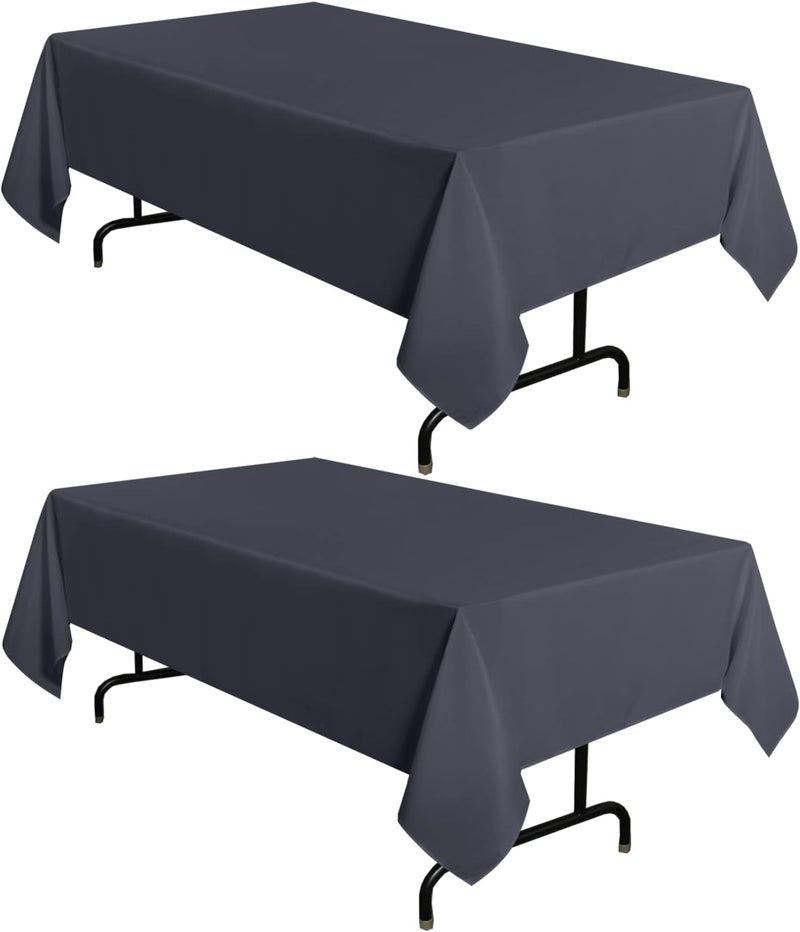 sancua 2 Pack Dark Grey Tablecloth 60 x 84 Inch, Rectangle 4 Feet Table Cloth - Stain and Wrinkle Resistant Washable Polyester Table Cover for Dining Tables, Buffet Parties and Camping - Image 1
