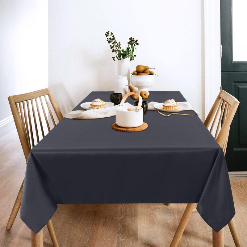 sancua 2 Pack Dark Grey Tablecloth 60 x 84 Inch, Rectangle 4 Feet Table Cloth - Stain and Wrinkle Resistant Washable Polyester Table Cover for Dining Tables, Buffet Parties and Camping - Image 2