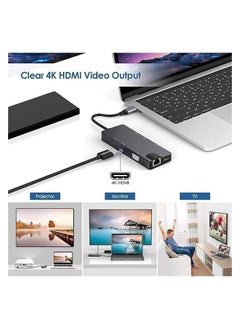 erorex Type-C 8-in-1 Docking Station, Multiport Adapter HDMI VAG Gigabit RJ45 USB 3.0 HUB 4K HDMI Suitable for Laptop Space Gray  - Image 3