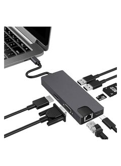 erorex Type-C 8-in-1 Docking Station, Multiport Adapter HDMI VAG Gigabit RJ45 USB 3.0 HUB 4K HDMI Suitable for Laptop Space Gray  - Image 4