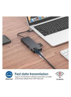 erorex Type-C 8-in-1 Docking Station, Multiport Adapter HDMI VAG Gigabit RJ45 USB 3.0 HUB 4K HDMI Suitable for Laptop Space Gray  - Image 5