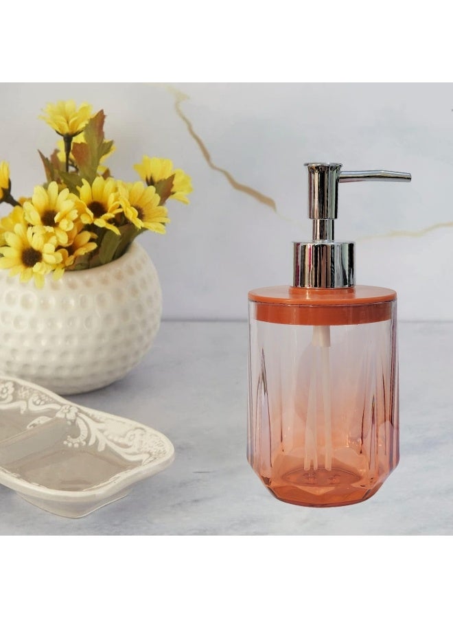 Happy Home Acrylic Soap Dispenser Pump for Bathroom and Kitchen Refillable Hand Washing (350ml - Orange) - Image 2