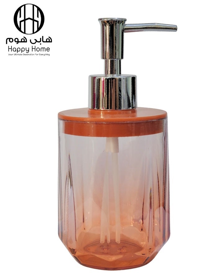 Happy Home Acrylic Soap Dispenser Pump for Bathroom and Kitchen Refillable Hand Washing (350ml - Orange) - Image 1