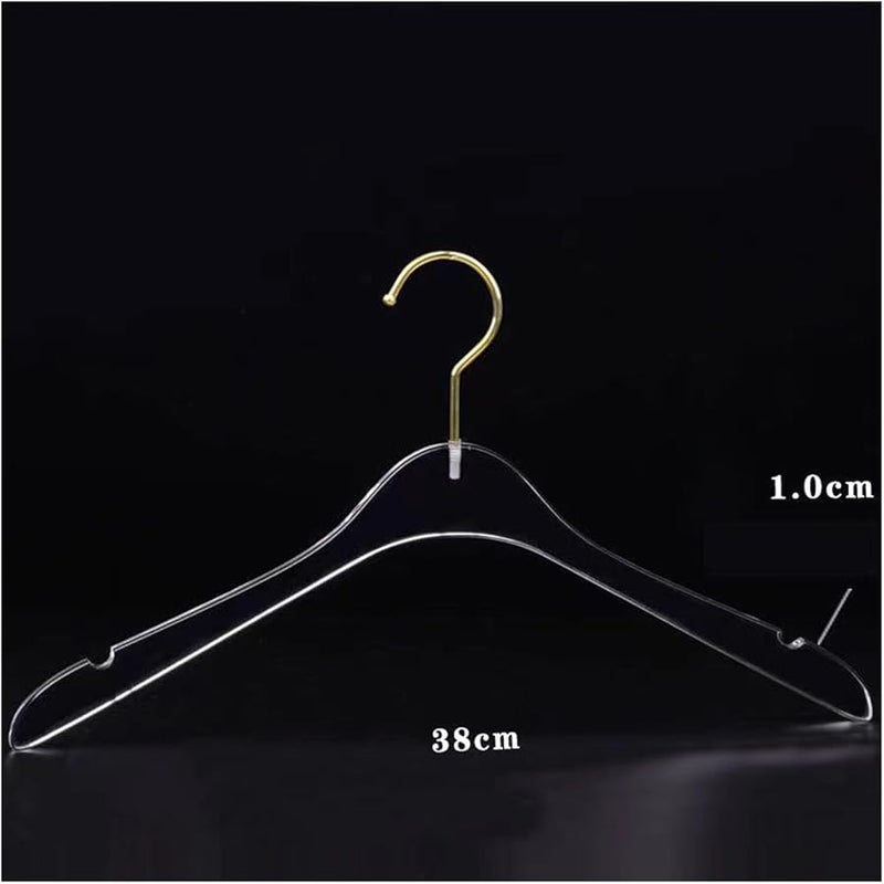 10PC Acrylic Coat Hanger With Clips Anti Slip Clothes Hanger Closet Organizer 38CM - Image 3