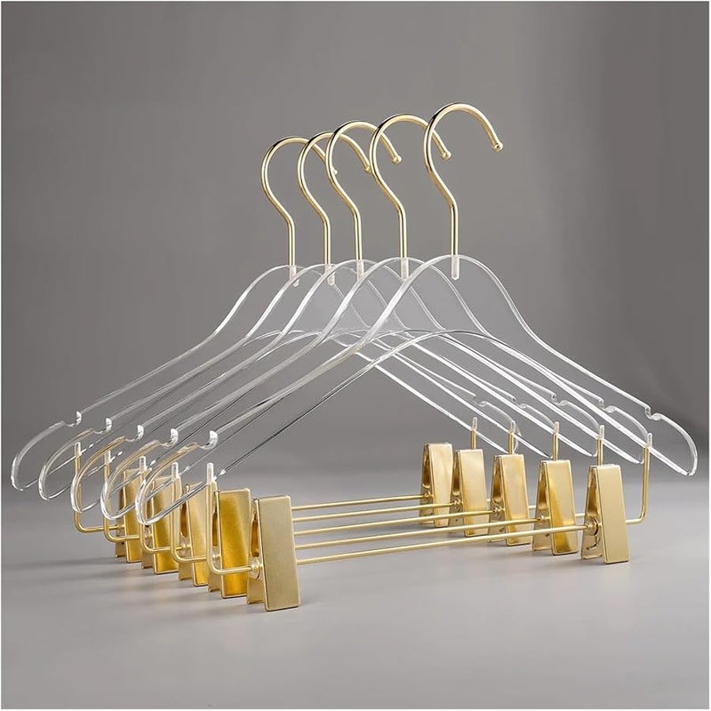 10PC Acrylic Coat Hanger With Clips Anti Slip Clothes Hanger Closet Organizer 38CM - Image 5