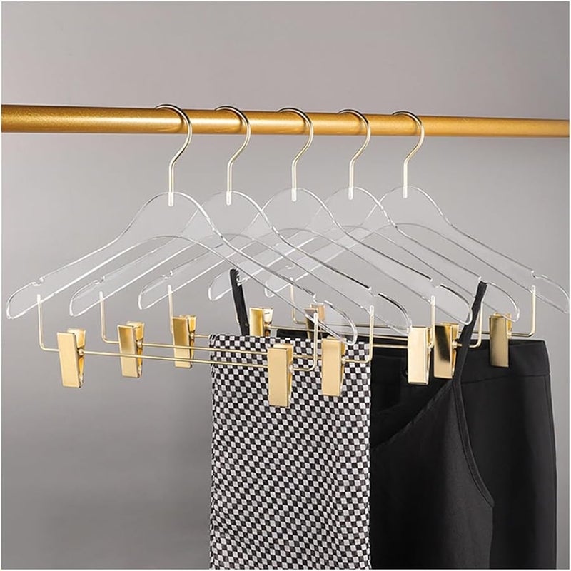10PC Acrylic Coat Hanger With Clips Anti Slip Clothes Hanger Closet Organizer 38CM - Image 4