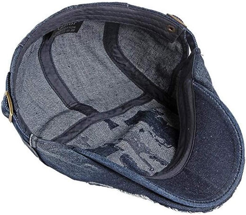 Qunson 2 Pack Mens Denim Cotton Newsboy Cap Ivy Gatsby Driving Hunting Cabbie Hats - Image 4