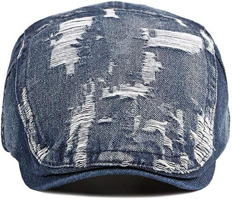 Qunson 2 Pack Mens Denim Cotton Newsboy Cap Ivy Gatsby Driving Hunting Cabbie Hats - Image 2