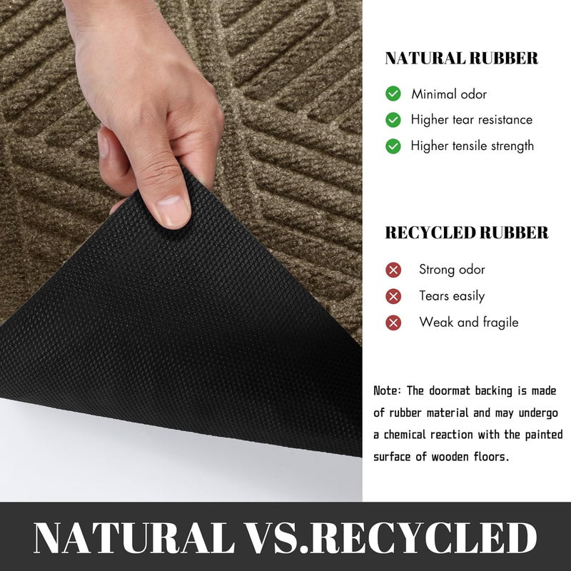Yimobra Front Entrance Door Mat, All-Season Heavy Duty Outdoor Indoor Entryway Floor Mat, Sturdy Natural Rubber, Non Slip, Resist Dirt, Water Absorption, Easy Clean, 36X24 Inch, Beige - Image 4