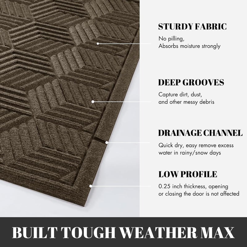 Yimobra Front Entrance Door Mat, All-Season Heavy Duty Outdoor Indoor Entryway Floor Mat, Sturdy Natural Rubber, Non Slip, Resist Dirt, Water Absorption, Easy Clean, 36X24 Inch, Beige - Image 3