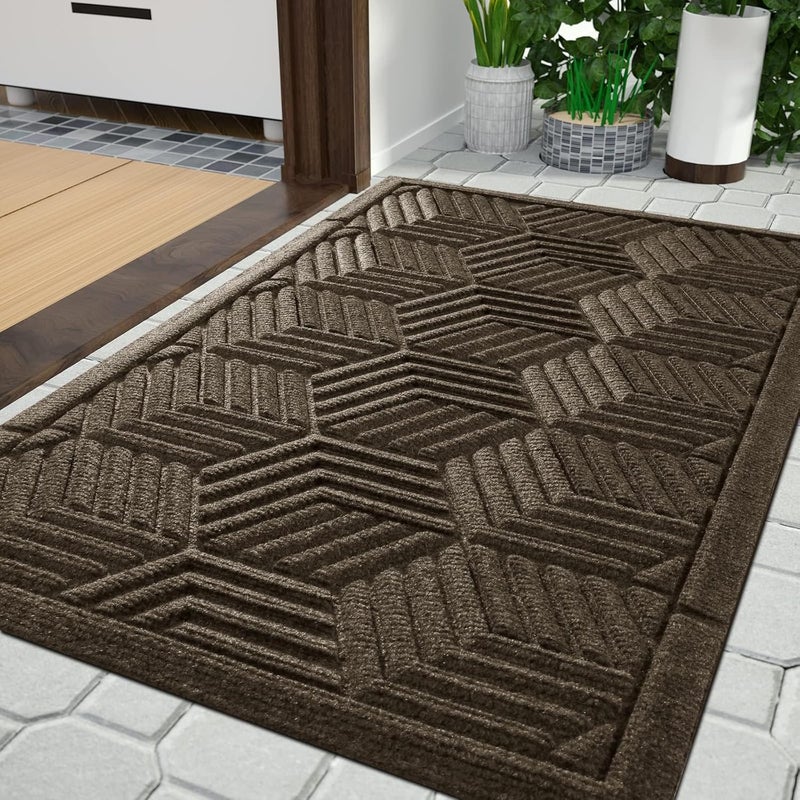 Yimobra Front Entrance Door Mat, All-Season Heavy Duty Outdoor Indoor Entryway Floor Mat, Sturdy Natural Rubber, Non Slip, Resist Dirt, Water Absorption, Easy Clean, 36X24 Inch, Beige - Image 1