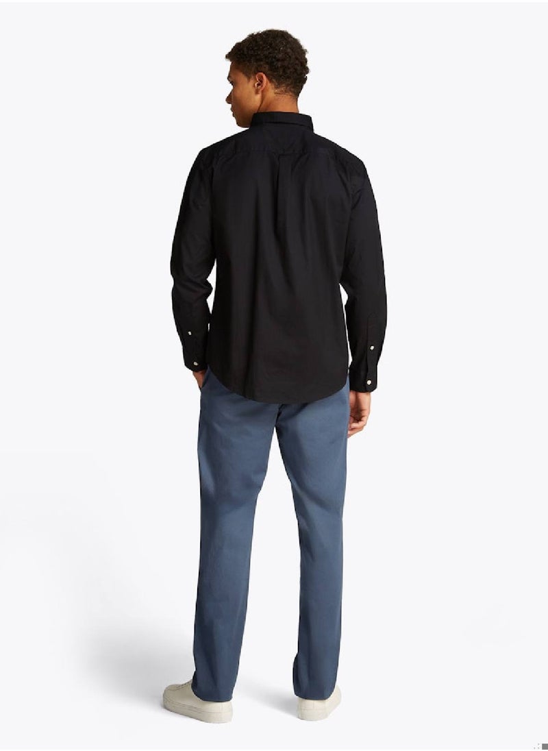 TOMMY HILFIGER Men's Flex Poplin Shirt - Cotton, Black  - Image 4
