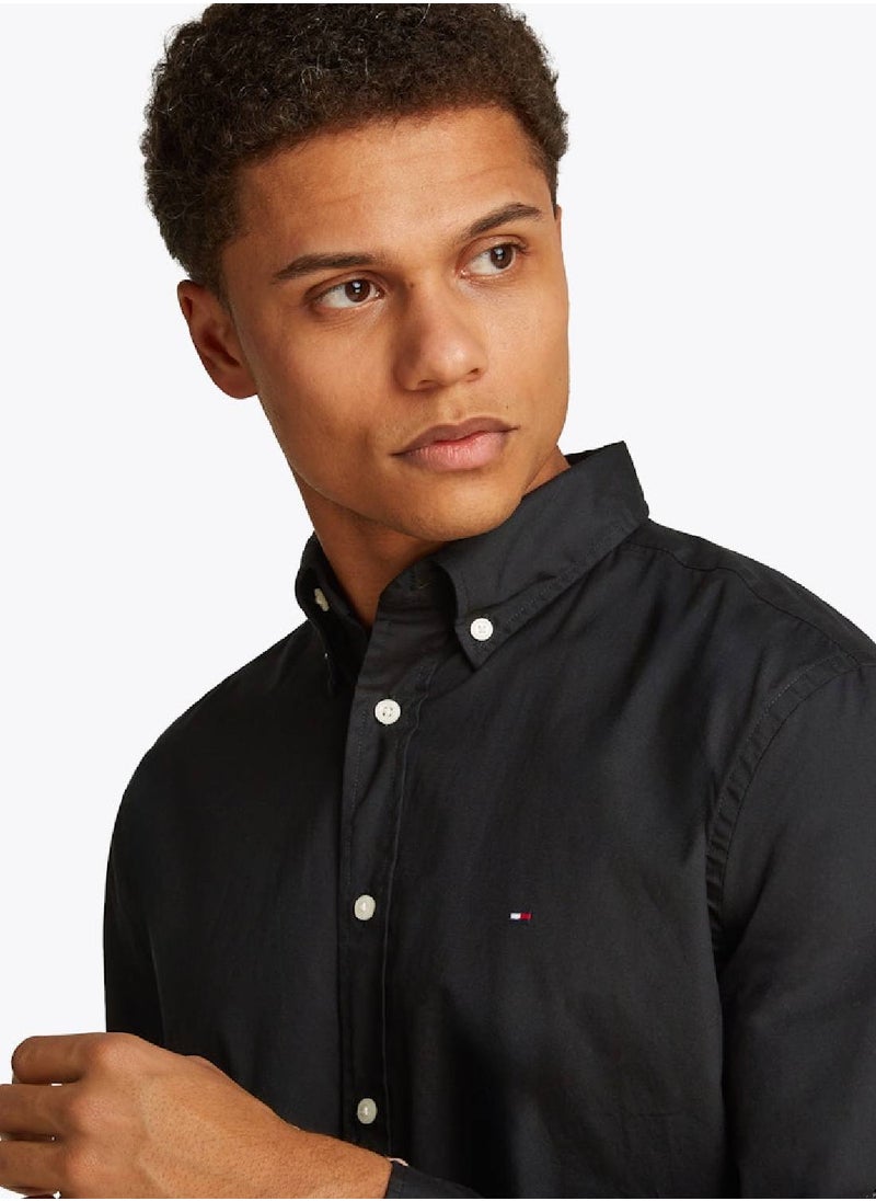 TOMMY HILFIGER Men's Flex Poplin Shirt - Cotton, Black  - Image 5