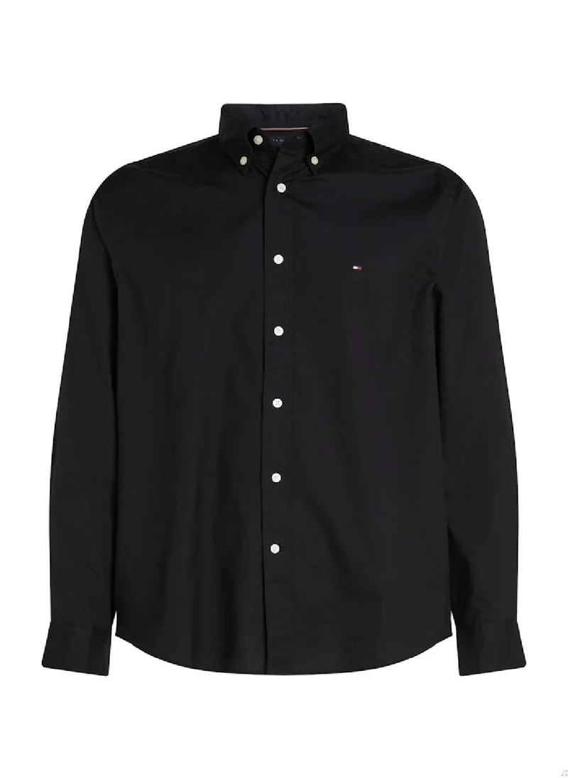 TOMMY HILFIGER Men's Flex Poplin Shirt - Cotton, Black