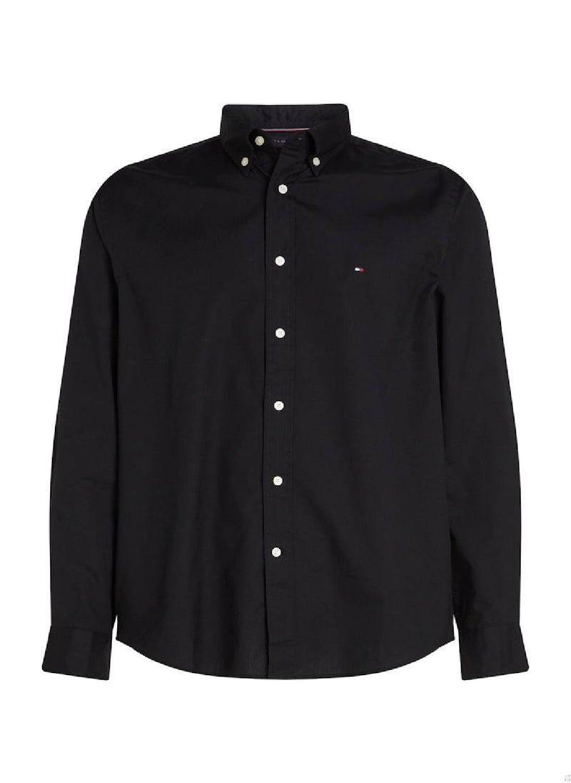 TOMMY HILFIGER Men's Flex Poplin Shirt - Cotton, Black  - Image 2