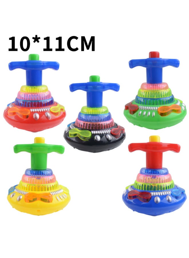 Children's Luminous Toy Lotus Gyro Colorful Flash Music Gyro Toy Small Gift Night Market Stall Wholesale-Color:Spaceship Sound And Light Gyro-random Color  (with Music)  - Image 1