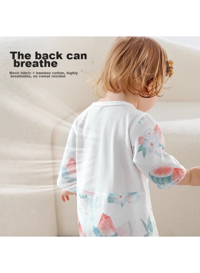Beptides Beipesi Baby Clothes, Summer Thin Onesie, Infant Back Mesh Breathable, Three-quarter Sleeve, Air Conditioning Suit, Pajamas - Image 3