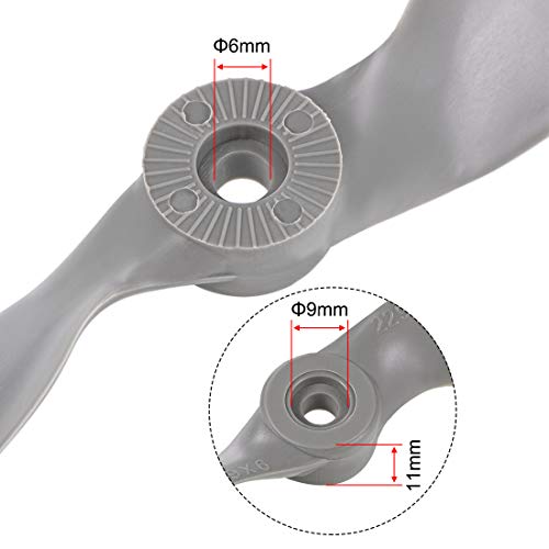 uxcell RC Propellers CCW 9x6 Inch 2-Vane for Airplane Nylon Gray 2Pcs with Adapter Rings - Image 3