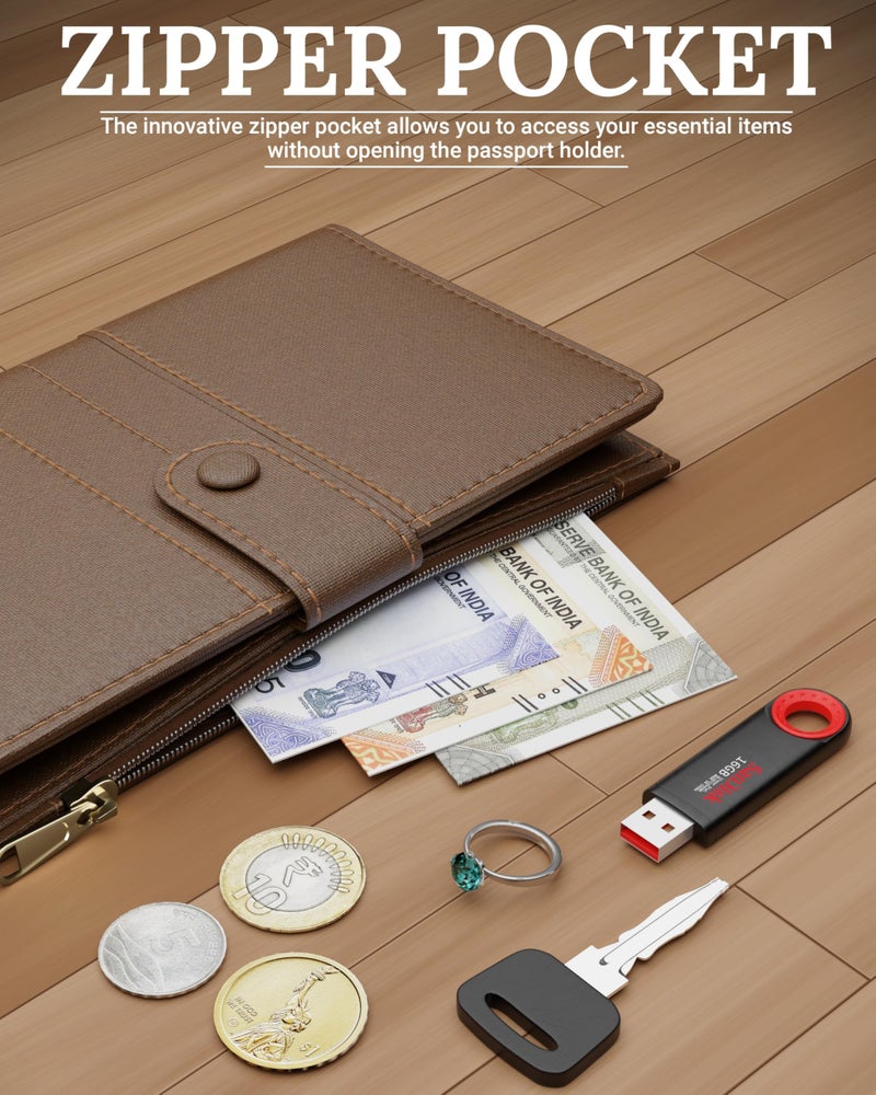 FEDUS Premium Passport Holder for Men, Passport Holder for Women Passport Cover Case Wallet with Card Holder, ID Card, Ticket,Boarding Pass Slots RFID Protected Travel Accessories Organiser - Image 4