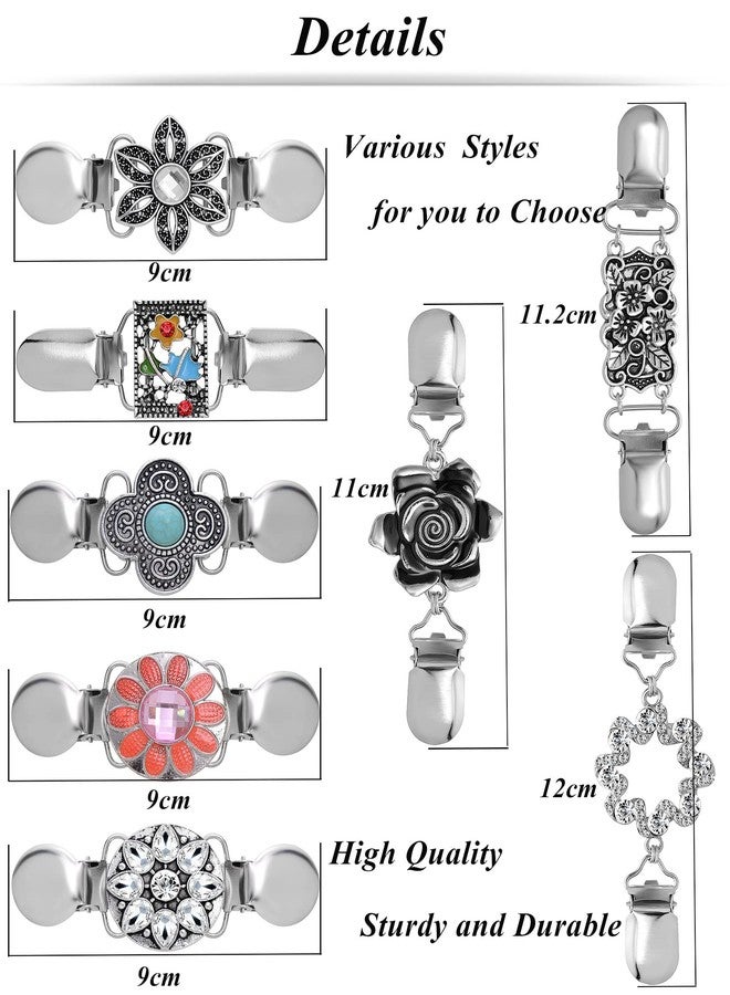 Tornito 8Pcs Vintage Shirt Dress Retro Cardigan Sweater Swirl Waist Collar Clip Antique Flower Pattern Shawl Brooch Clip Swirl for Women - Image 4