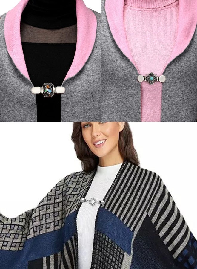 Tornito 8Pcs Vintage Shirt Dress Retro Cardigan Sweater Swirl Waist Collar Clip Antique Flower Pattern Shawl Brooch Clip Swirl for Women - Image 5