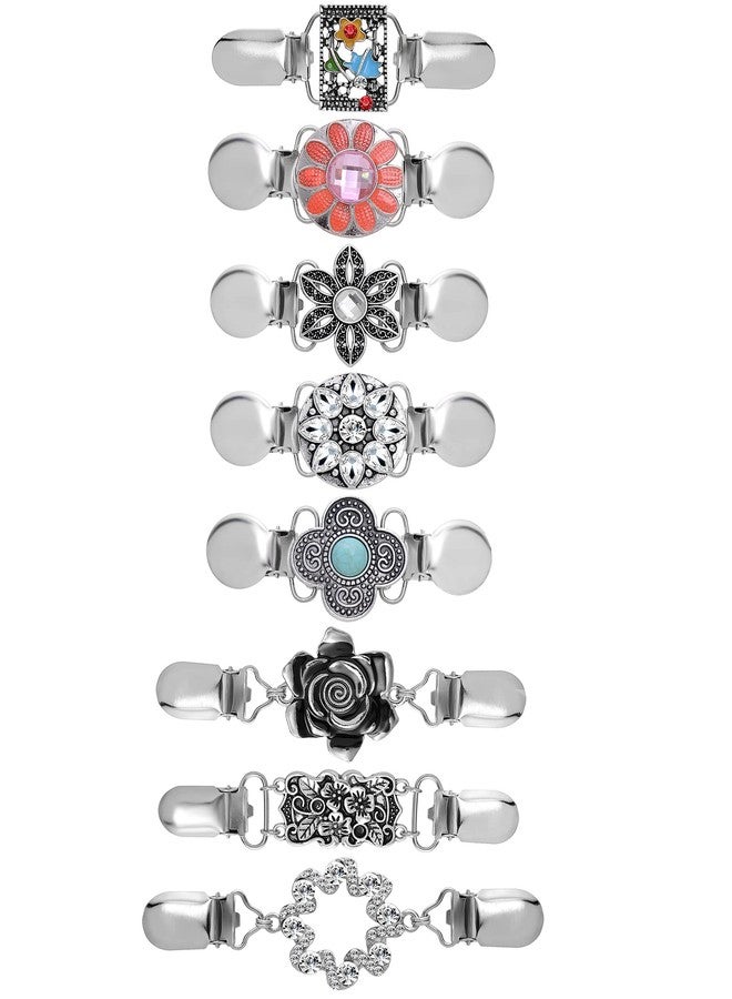 Tornito 8Pcs Vintage Shirt Dress Retro Cardigan Sweater Swirl Waist Collar Clip Antique Flower Pattern Shawl Brooch Clip Swirl for Women - Image 1