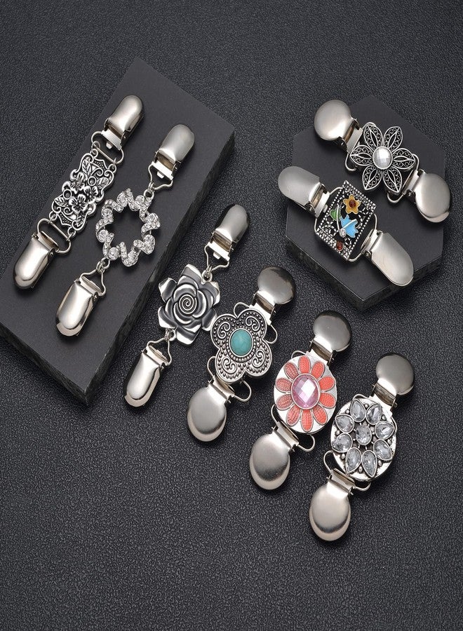 Tornito 8Pcs Vintage Shirt Dress Retro Cardigan Sweater Swirl Waist Collar Clip Antique Flower Pattern Shawl Brooch Clip Swirl for Women - Image 3