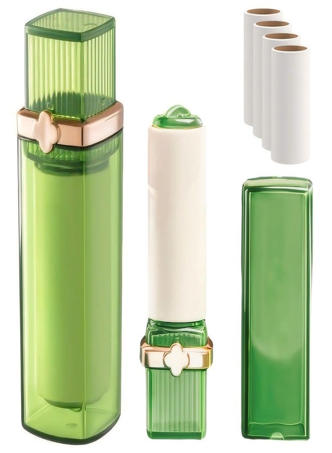 KINTEGOOD Mini Lint Roller, Portable & Travel Lint Remover for Clothes and Pet Hair, Pocket-Size Lipstick Design, 1 Green and 5 Refills - Image 1