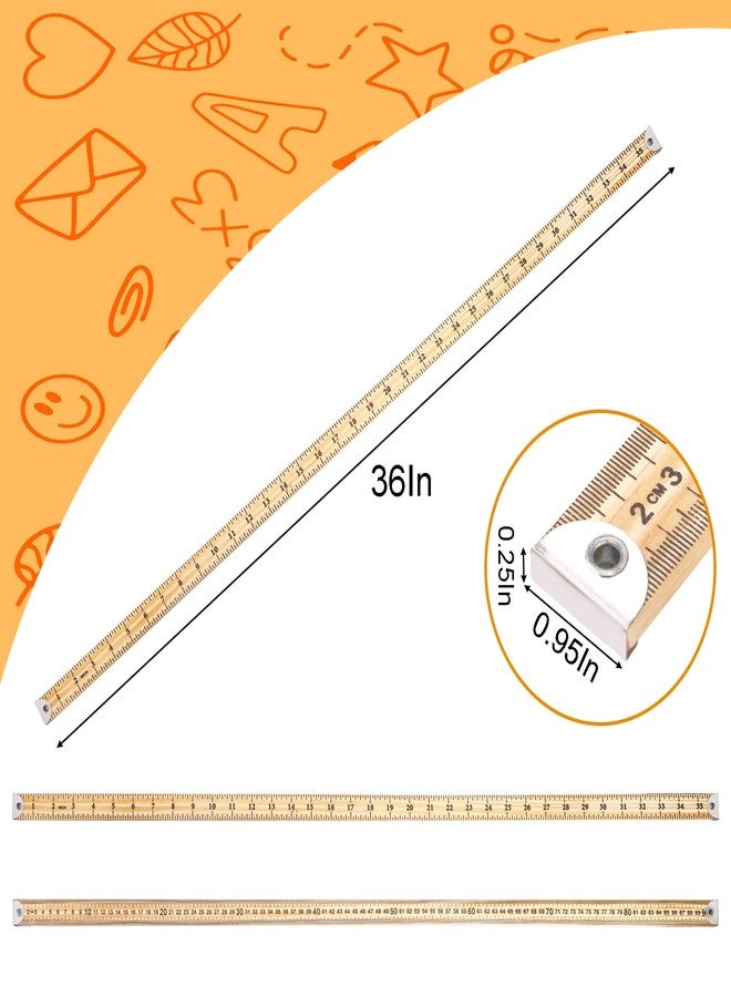 WUWEOT 10 Pack 36 Inches Yard Stick Ruler, Natural Wood Double Sided Meter Stick Ruler Bulk, Heavy Duty Wooden Yardstick with Hang Hole Metal Tips for School Classroom Home Office Kids Measuring - Image 2
