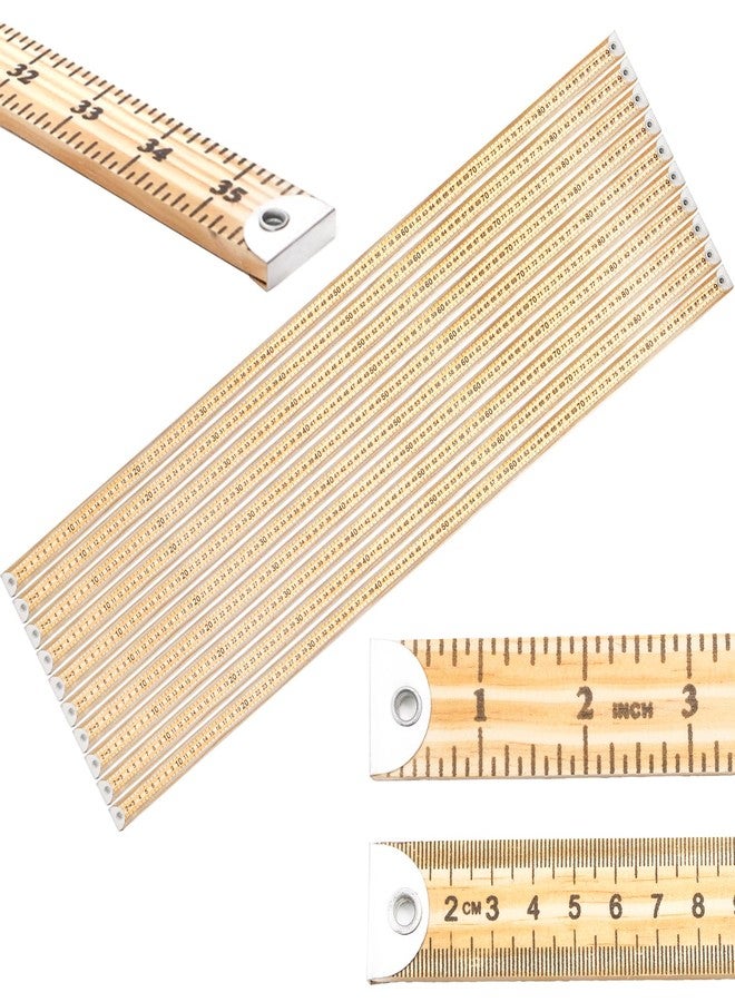 WUWEOT 10 Pack 36 Inches Yard Stick Ruler, Natural Wood Double Sided Meter Stick Ruler Bulk, Heavy Duty Wooden Yardstick with Hang Hole Metal Tips for School Classroom Home Office Kids Measuring - Image 1
