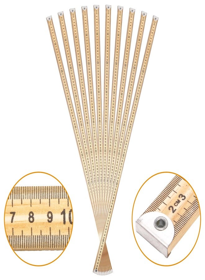 WUWEOT 10 Pack 36 Inches Yard Stick Ruler, Natural Wood Double Sided Meter Stick Ruler Bulk, Heavy Duty Wooden Yardstick with Hang Hole Metal Tips for School Classroom Home Office Kids Measuring - Image 3
