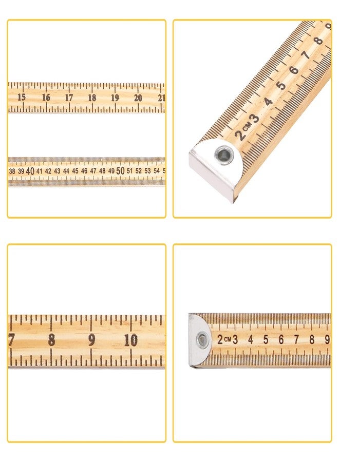 WUWEOT 10 Pack 36 Inches Yard Stick Ruler, Natural Wood Double Sided Meter Stick Ruler Bulk, Heavy Duty Wooden Yardstick with Hang Hole Metal Tips for School Classroom Home Office Kids Measuring - Image 4