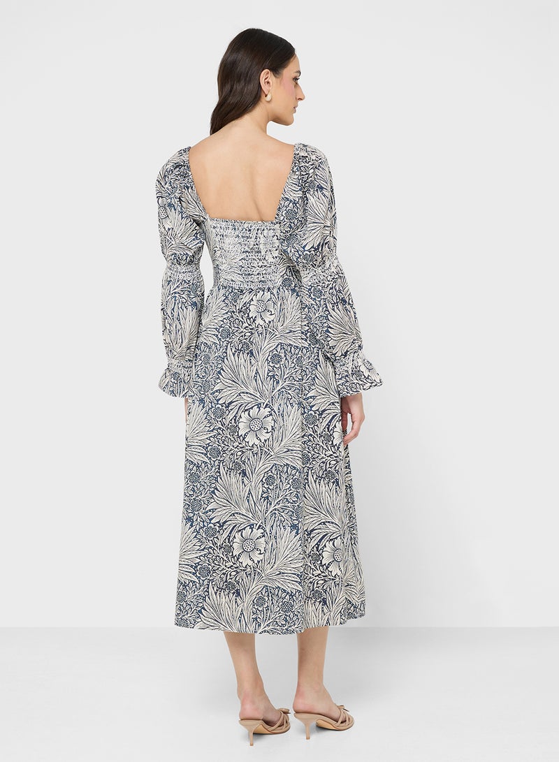 هوب اند ايفي فستان ماكسي بياقة على شكل حرف  وفيونكة أمامية - Image 2