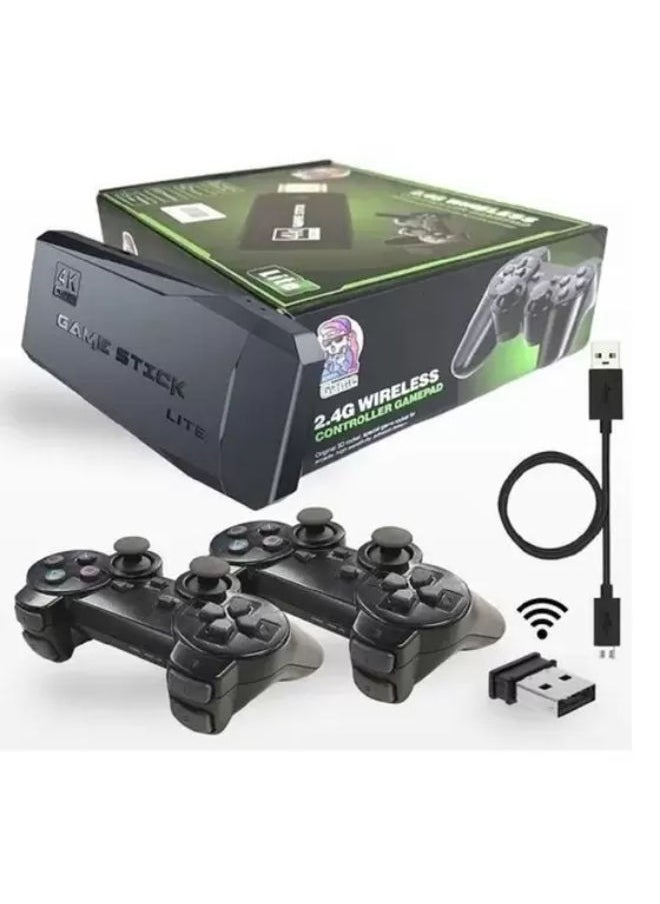 SHOPI Wireless Controller Gamepad Console Stick Plug And Play Video Game Stick with 10000 Games 9 Classic Emulators 4K High Definition HDMI Output For TV With Dual 2.4G Wireless Controllers 64GB  - Image 1