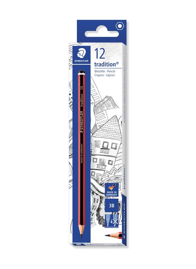 STAEDTLER 1103B Tradition Graphite Pencil For Drawing & Sketching 3B (Box Of 12) Black  - Image 1