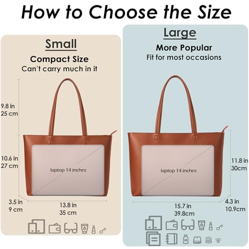 KALIDI FANCY FOREST KALIDI Tote Bag Zipper Shoulder Bag Faux Leather Purses for Women Large Casual Handbag Work Dating College, Brown - Image 4